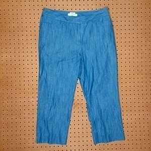Talbots womens dark blue Curvy chambray capris 10P EUC
